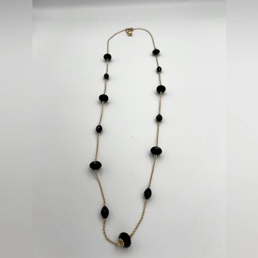 Kate Spade black faceted bead necklace 40” 2083